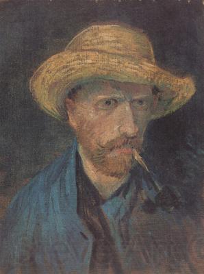 Vincent Van Gogh Self-Portrait with Straw Hat and Pipe (nn04)